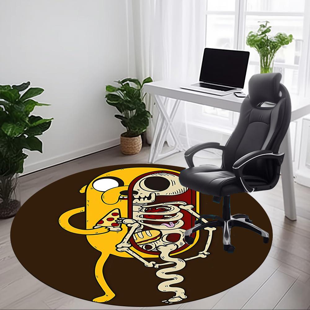 1pc Adventure Time Jake the Dog Skeleton Office Round Area Rug, Under Office Chairs Bedroom Living Room Home Decor, Room Deco