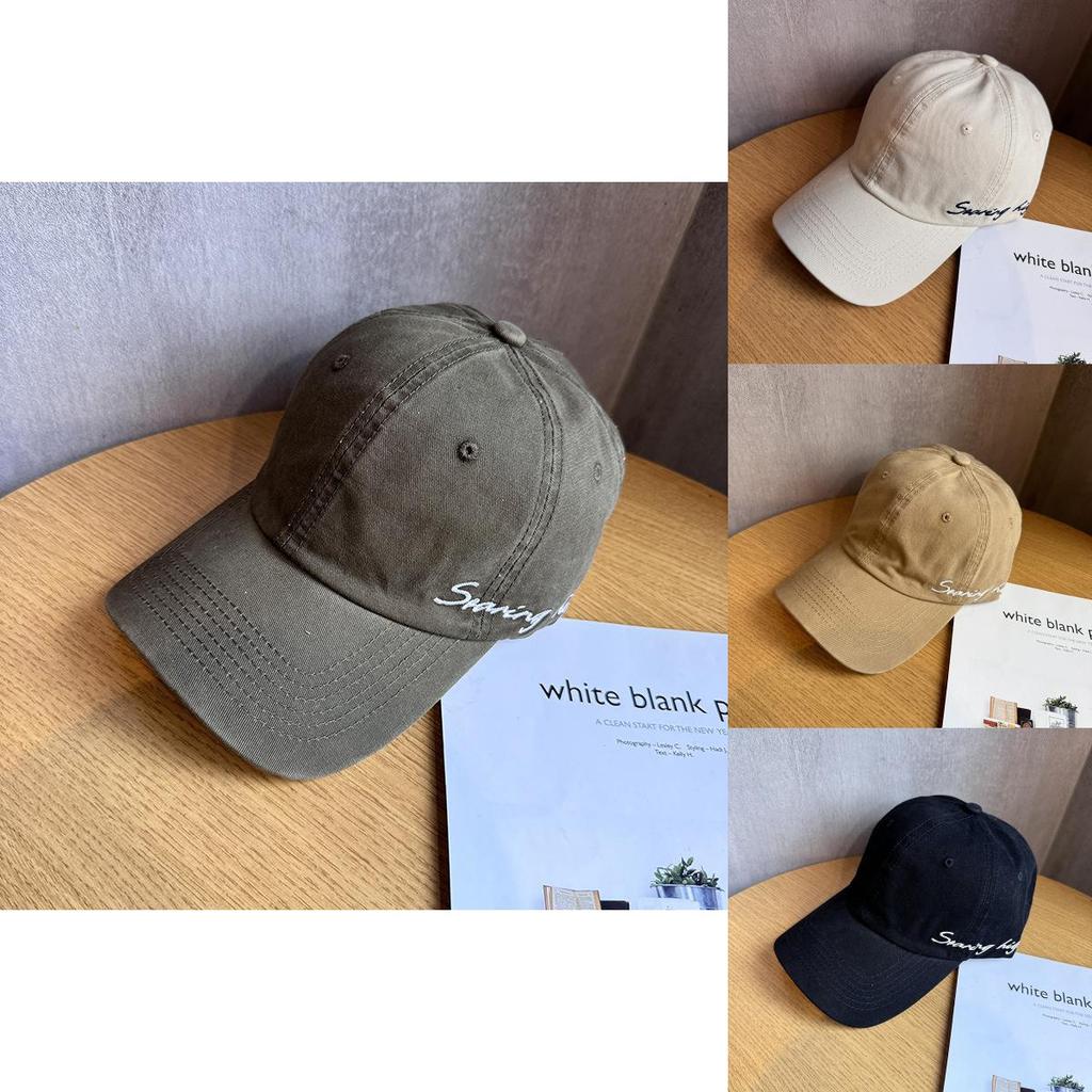 Cotton Embroidered Letter Baseball Cap With Wide Brim Sun Protective For Casual Men And Women