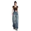 Women's Autumn Retro High-Waisted Washed Wide-Leg Jeans