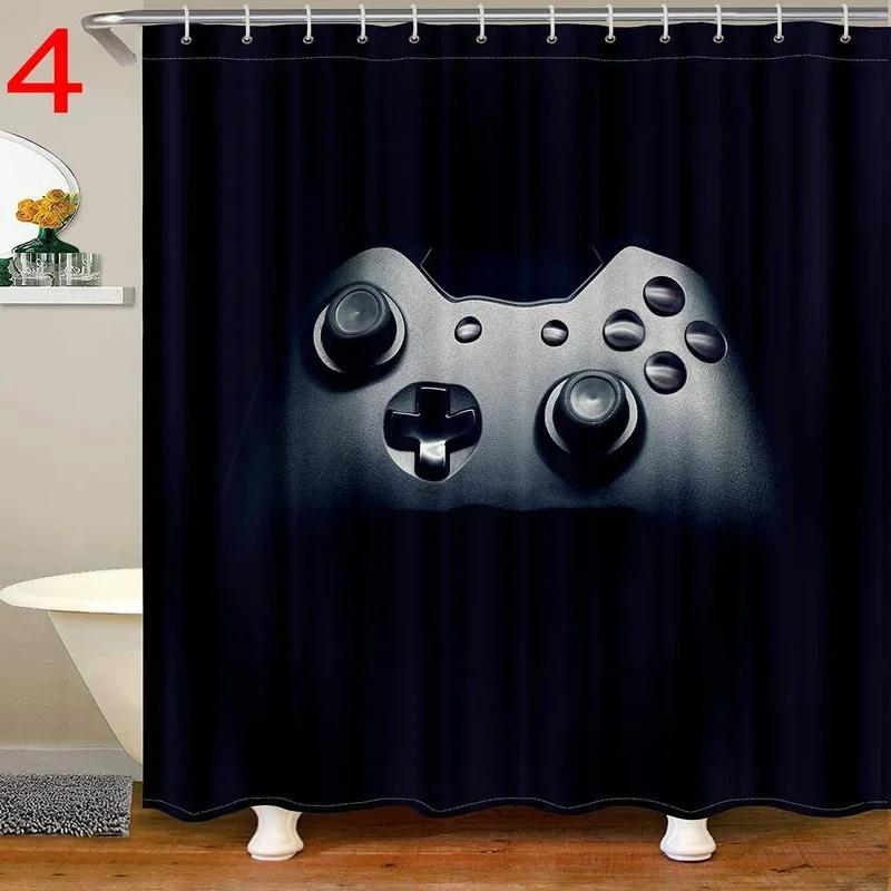 Funny Gamer Shower Curtain Classic Video Gaming Device Modern Cloth Polyester Fabric Waterproof Bathroom Decor with 12 Hooks