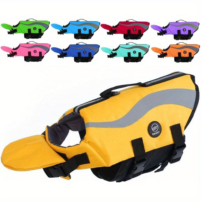 Adjustable Dog Life Vest - Enhanced Buoyancy, Durable Rescue Handle for Small To Large Breeds Nylon Swim Jacket with Secure