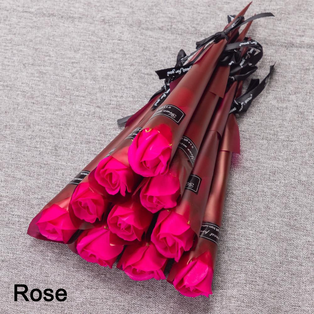 10/20pcs Red Rose Bouquet Artificial Flower Eternal Rose Valentines Day Teacher's Day Mother's Day Gift Giving Bunch Flower