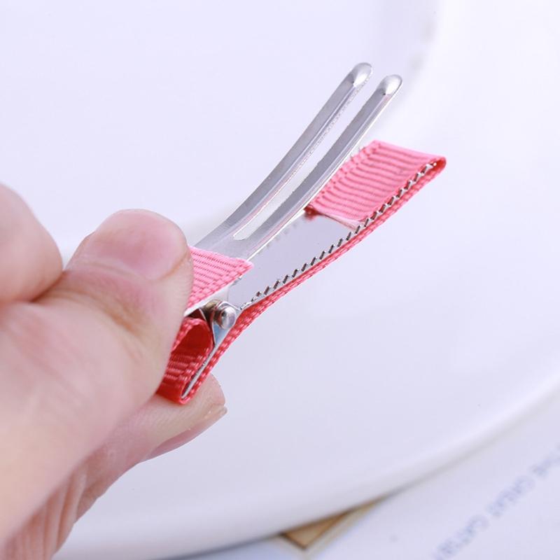 100Pcs Colorful DIY Hair Clip Flat Top Alligators Clip Cover Grosgrain Ribbon Hair Barrettes for Arts & Crafts Project
