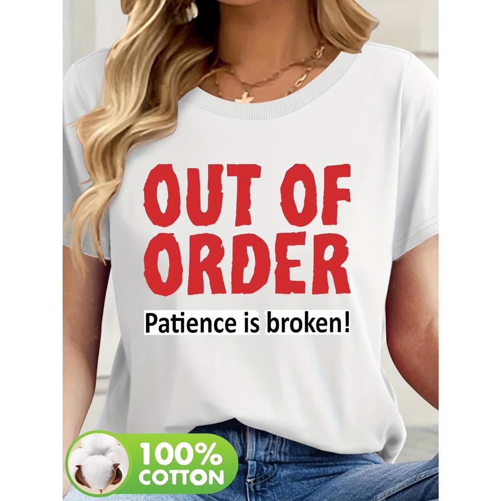 Letter Print Casual Round Neck Short Sleeve T-shirt New Summer Women's Wear T51