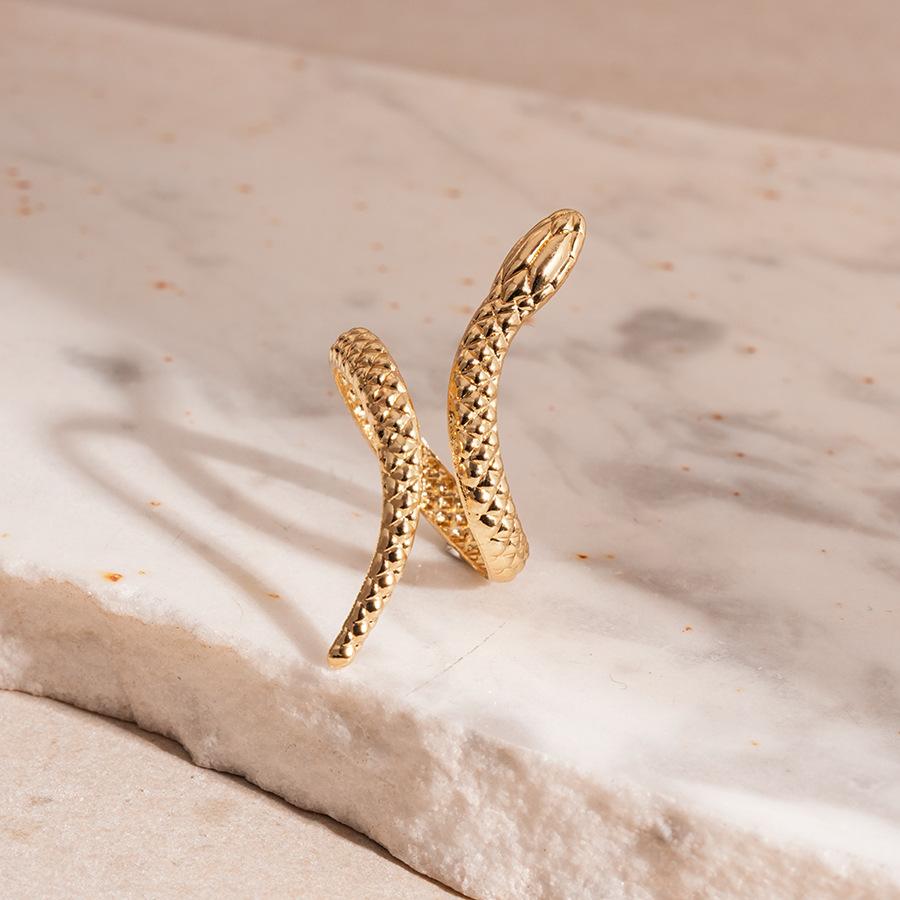 New Arrival Snake Shaped Cuff Bracelet Ring Set for Women Exaggerated Metal Unique Design Bracelet Fashion Jewelry Set