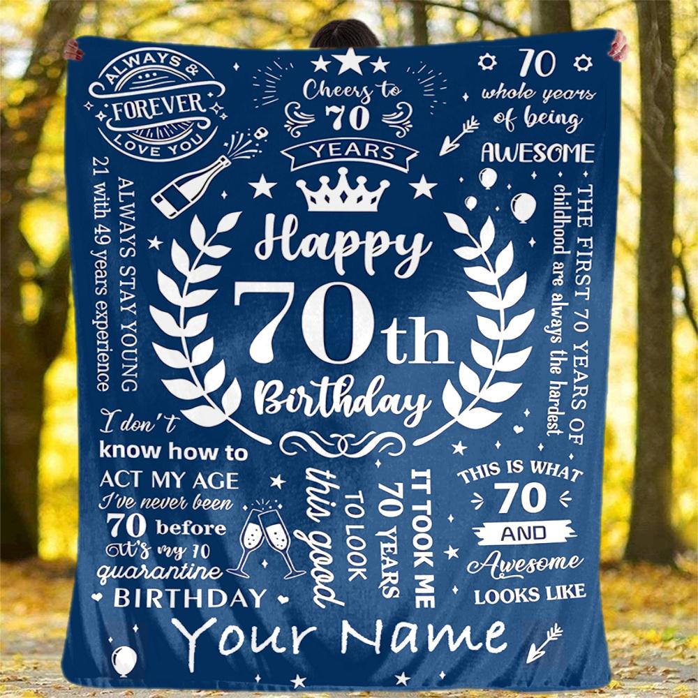 70Th Birthday Celebration Blanket Customize Your Name Warmthful Decor Perfect For Sofa Couch Office Bed Picnics For All Occasions Stylish Decor