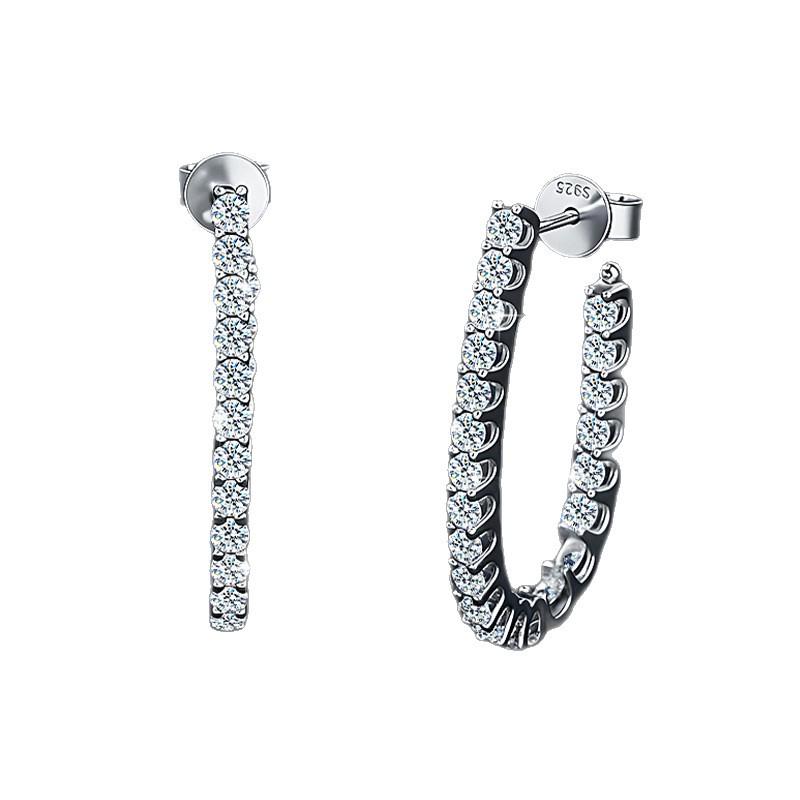 Moissanite & Sterling Silver Large Hoop Earrings: European & American Style, Light Luxury, Fashionable Design for Women