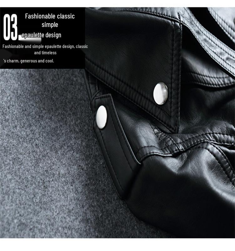 2023 Haining Spring & Autumn Women's Slim Fit PU Leather Motorcycle Jacket with Turn-Down Collar