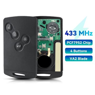 433MHz PCF7952 Çip 4 Düğme Renault Megane III Laguna III Koleos CLIO Akıllı Kart için Araba Uzaktan Kumandalı Anahtar Kartı 2008-2011