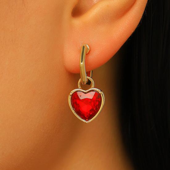 Yousheng 1 Pair Drop Earrings, Detachable Pendant Design Women Earrings, Heart Rhinestones Inlaid Versatile Earrings for Jewelry