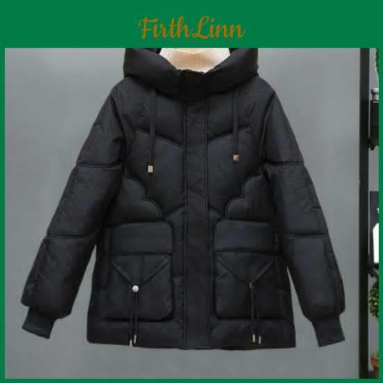 Coat Down Winter Padded Thickened Hooded Pockets Zipper Closure With Drawstring And Pockets Windproof Heat Retention Daily Cold Weather Outwear