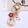 Cute Cartoon Rabbit Keychain Pendant with Floral Design