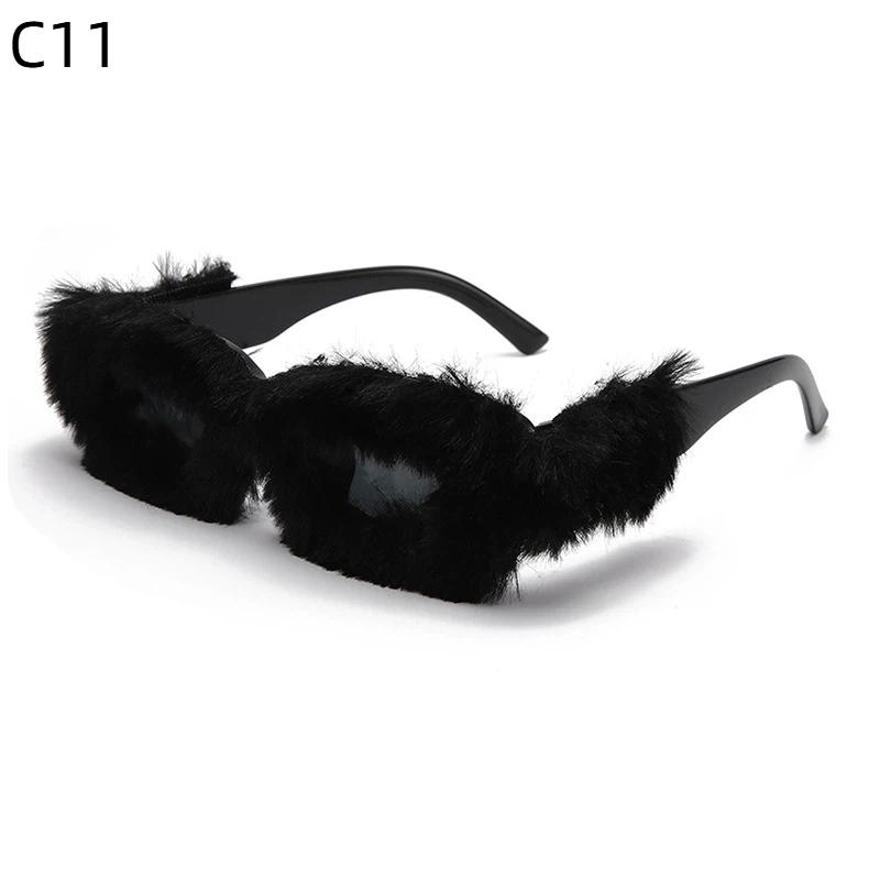 Soft Plush Sunglasses Women For Men Trend Fur Velvet Sun Glasses Female Personality Party Glasses  Accessories