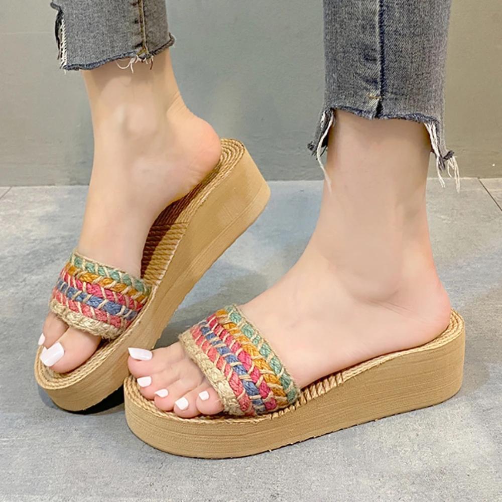 Wedges Slippers Women Summer Platform Shoes Slides Women Luxury Designer Slippers Outdoor Beach Womens Shoes Chanclas Mujer