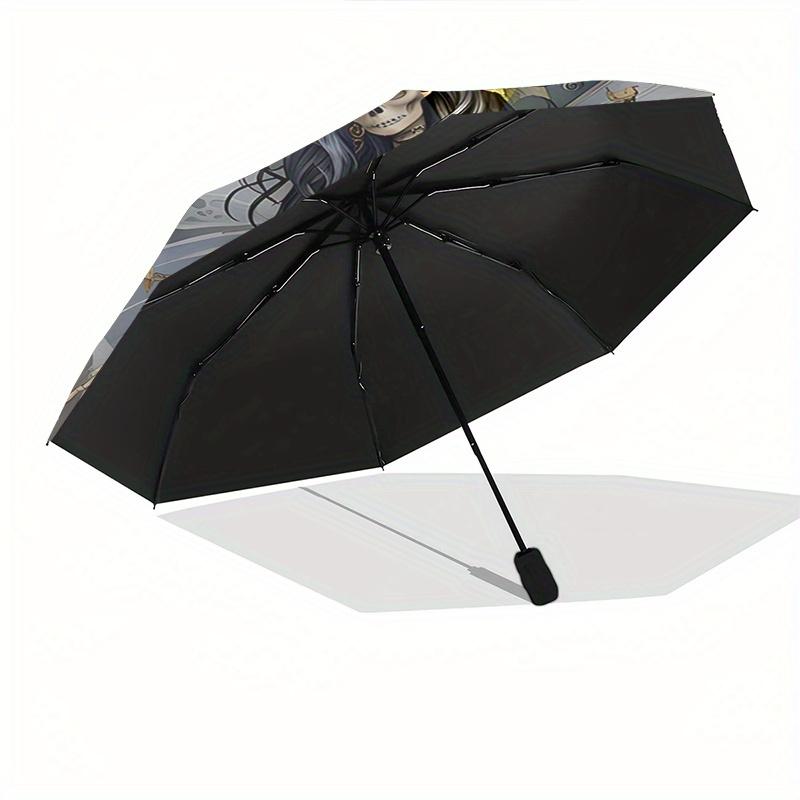 Skeleton Fairy, Fantasy Art Theme Automatic Open/Close Umbrella, Portable 3 Fold Compact Umbrella for Men & Women, Valentine's Day Mother's Day Gift