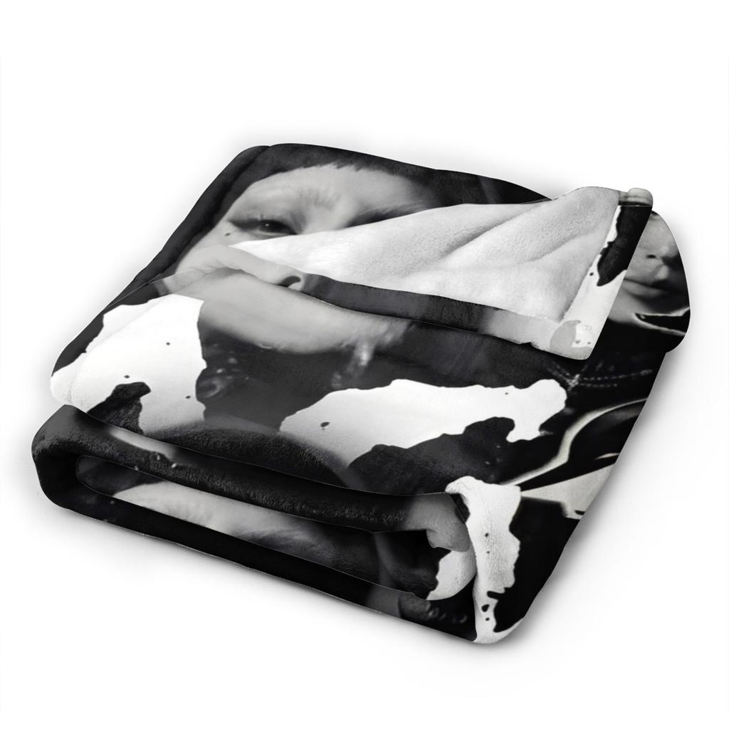 Lady Singer Rock Album Gagas Knitted Fashion Blankets Y2K Tour Flannel Throw Fashion Blanket Rug Piece Ultra-Soft Warm Bedspread Multifuncti