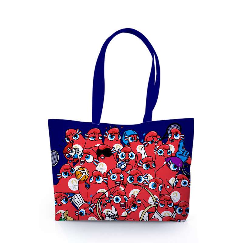 Paris 2024 Sports Competition Mascot Phryge Large Capacity Pu Material  Handbag