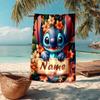 Custom Name Ultra-Soft Beach Towel with Stitch Theme,Ideal for Pool - Camping, Diving - Perfect Travel Essential, Vibrant Beach Towel.