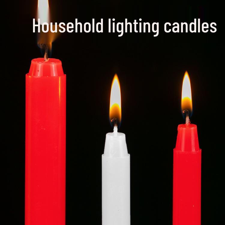 Smokeless Odorless Mini Emergency Candles for Outdoor Power Outages and Festive Use - Red and White