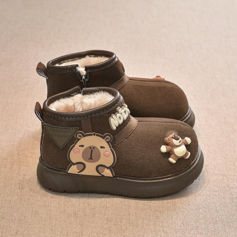Children's Cartoon Cotton Snow Boots Keep Warm Children's Winter New Large Cotton Short Boots Thick-soled Anti-skid Moisture