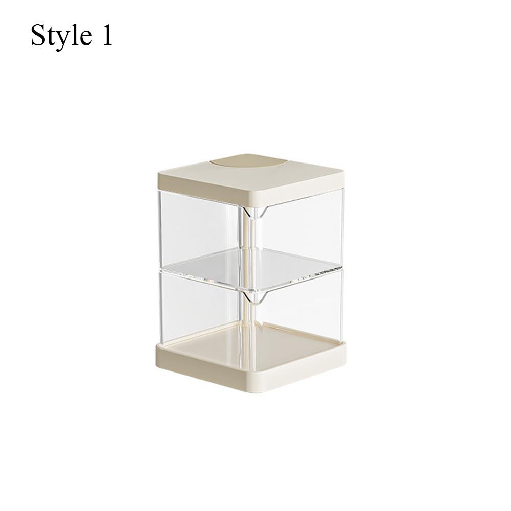Rotating Storage Box Cosmetic Display Case Transparent Moisture-Proof Multi-layer Makeup Storage Shelf Powder Puff Organizer