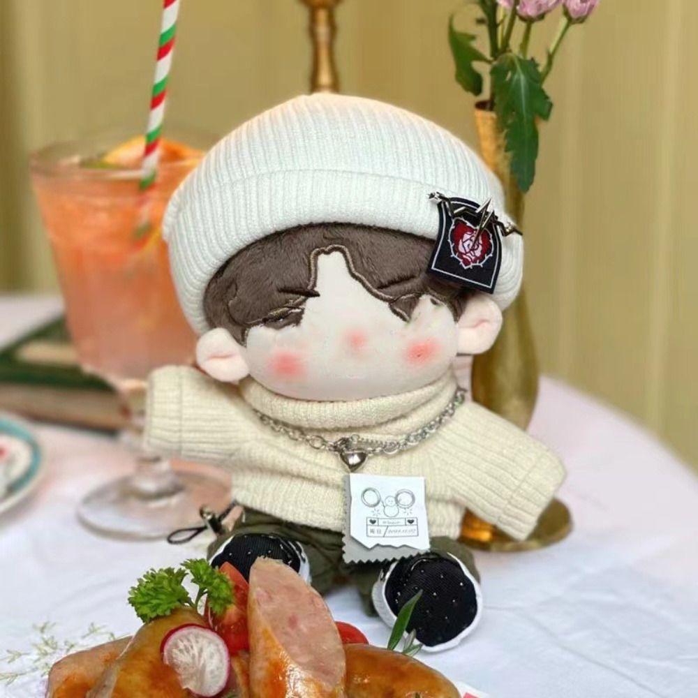 

Игра в переодевание в дом, кукольный свитер 20 см, трикотаж цвета хаки, вязаная одежда с высоким воротником бежевый