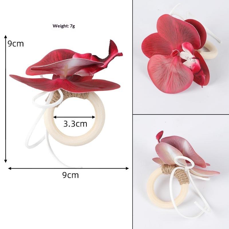 Wooden Napkin Rings With Subtle Orchid Texture Nordic Style For Wedding Catering Services And Hotel Dining Table Decor