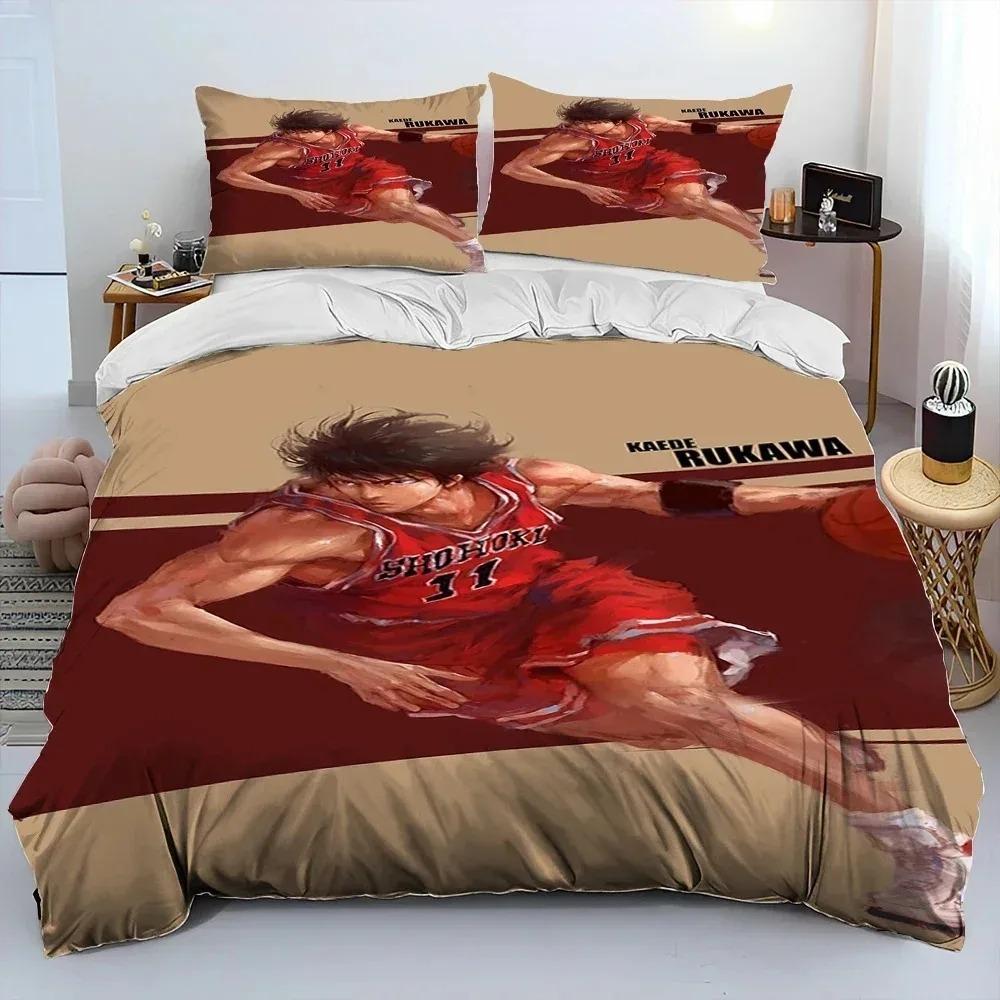 3D Print Anime Slam Dunk Bedding Set Duvet Cover Bed Set Quilt Cover Pillowcase Comforter king Queen Size Boys Adult Bedding Set