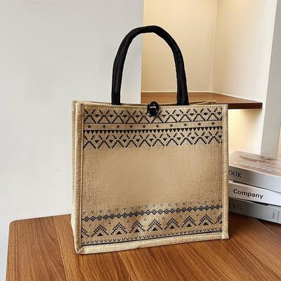 Grote Capaciteit Open Girly Mode Enkele Schouder Boodschappentas Dames Commuter Linnen Handtas