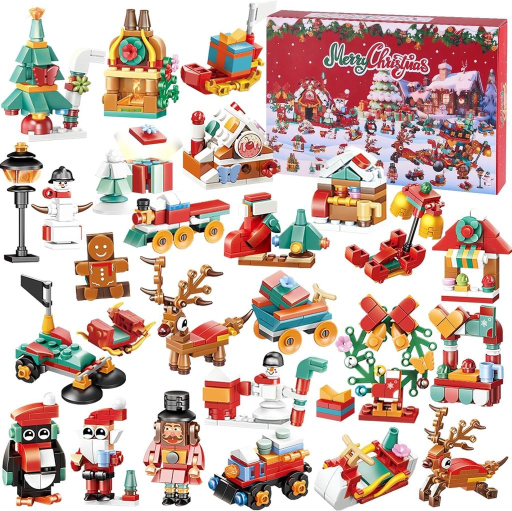 2024 Christmas Advent Calendar with Building Pretend Play Christmas Gift for Boys and Christmas Ages 6 and Up Blocks, Kids' Toy, 24-Day Countdown,