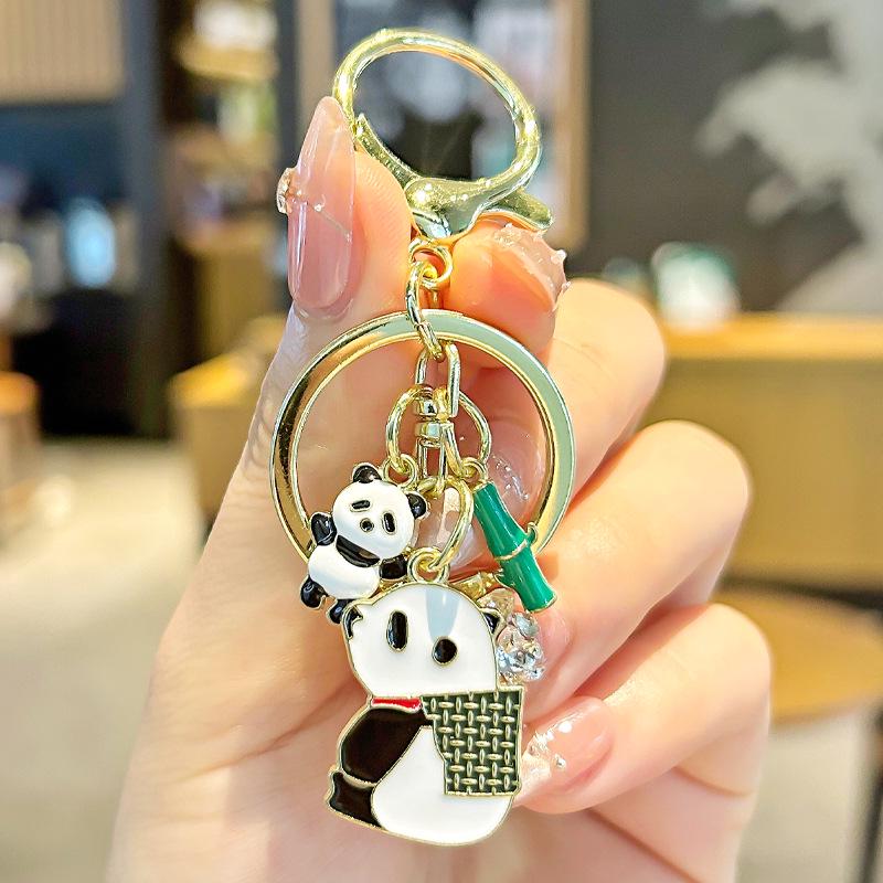 Cute Derpy Panda Keychain for Backpacks and Bags - Charming Small Gift