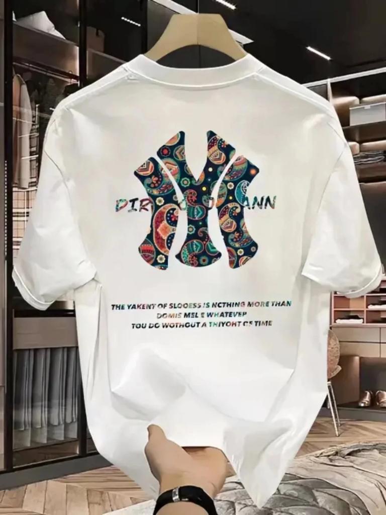 Summer 25 New Korean Men's and Women's High Quality Casual Crew-neck Print Short Sleeve Light Luxury Lovely T-shirt