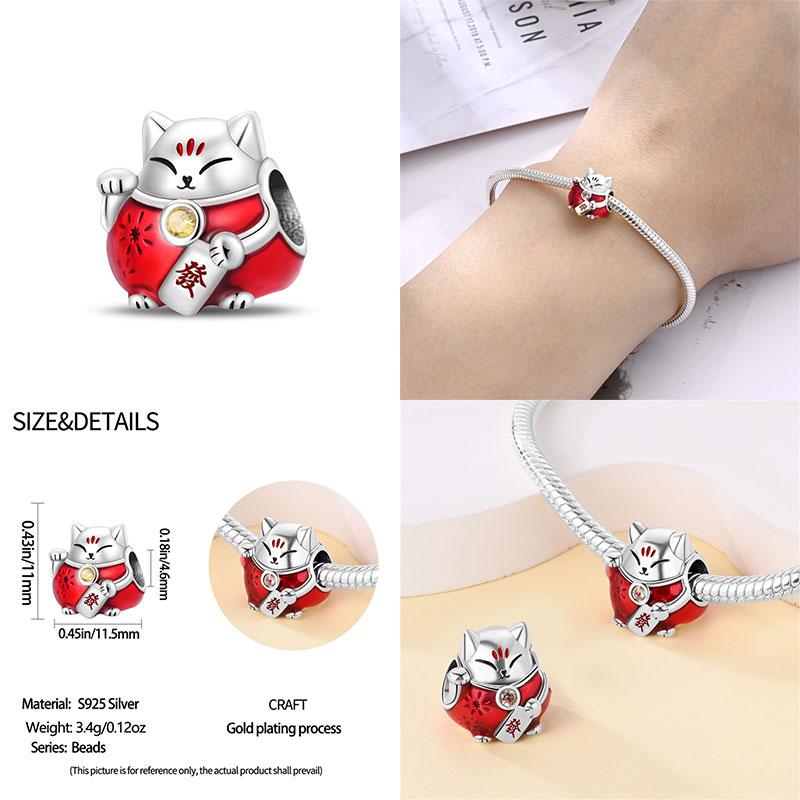 Originale Eulenperlen, 100 % Kupfer, Glückskatzen-Elefanten-Anhänger, passend für Originalarmbänder, DIY-Schmuckherstellung, Geschenk für Frauen