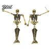 Long Draped Skull Earrings 1 Pair Gothic Skeleton for Women Spooky Articulated Dangle Jewelry Punk Halloween Party Costume Accessories Niche