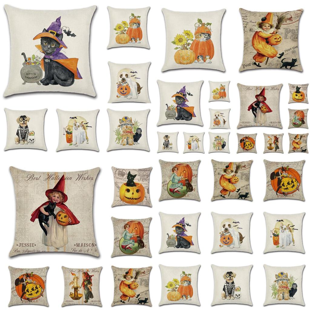Brightly Colored Halloween Themed Pumpkin Animal Cushion Cover For Stylish Sofa Decor