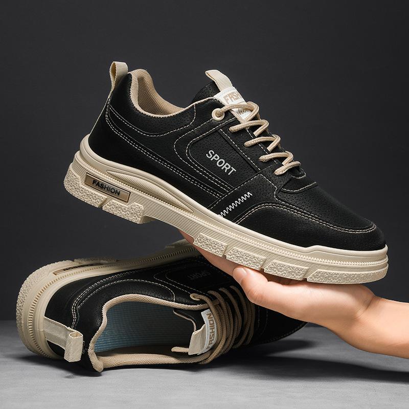 Low-Top Leather Lace-Up Sports Board Shoes Fashion Casual Retro Autumn And Winter Tide With Casual Work Men'S Shoes