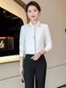 Women's Slim-Fit White Long-Sleeve Square Neck Professional Work Shirt - 2026 Spring/Summer Collection
