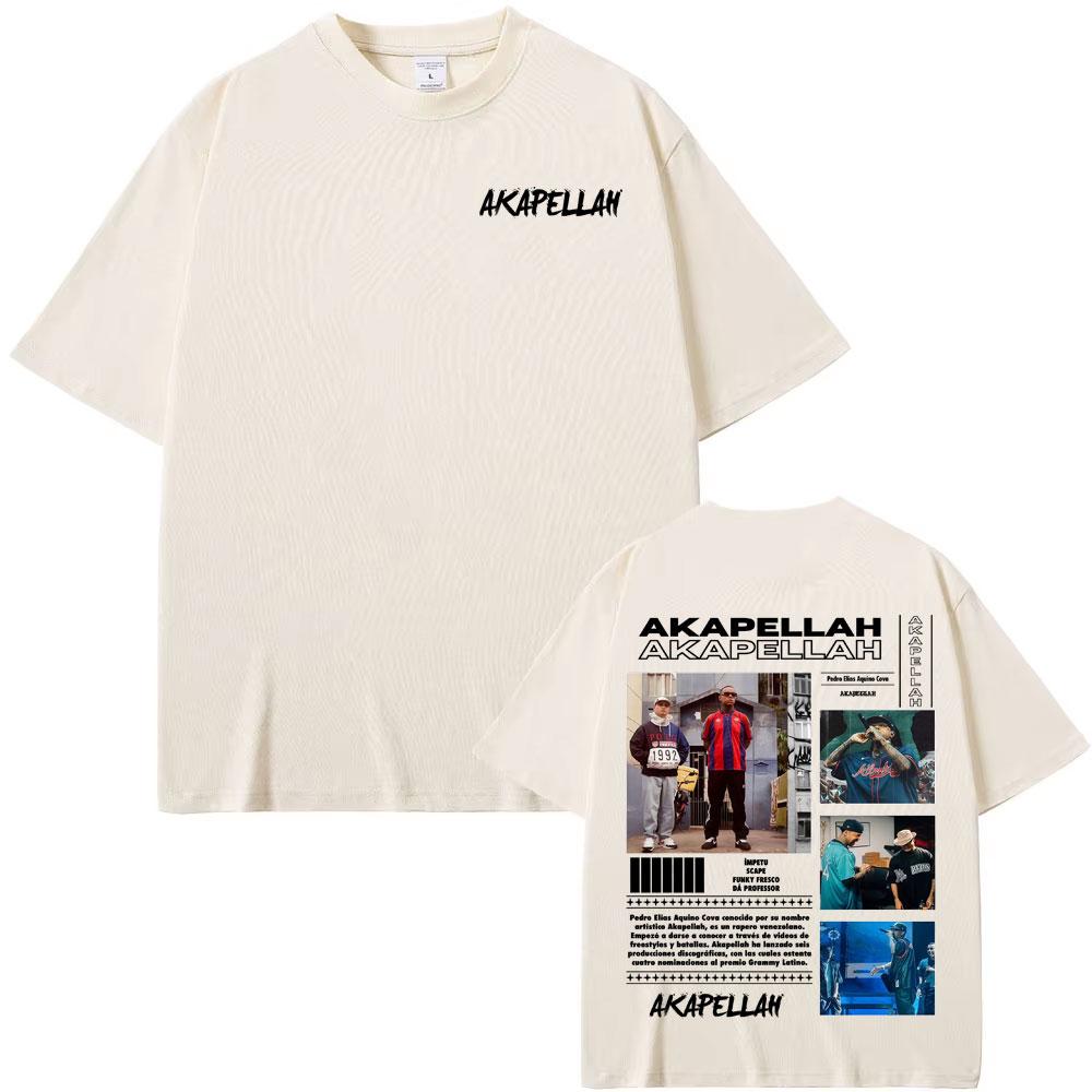 

Футболка с обложкой альбома рэпера Akapellah, тур 2025, мужская, модная хип-хоп уличная футболка свободного кроя из хлопка с короткими рукавами 4XL