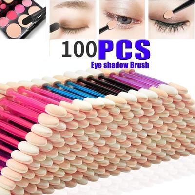 100 Uds. Brocha desechable para sombra de ojos, esponja de doble cara, juegos y kits de nailon, brochas para sombra de ojos, aplicador cosmético de maquillaje