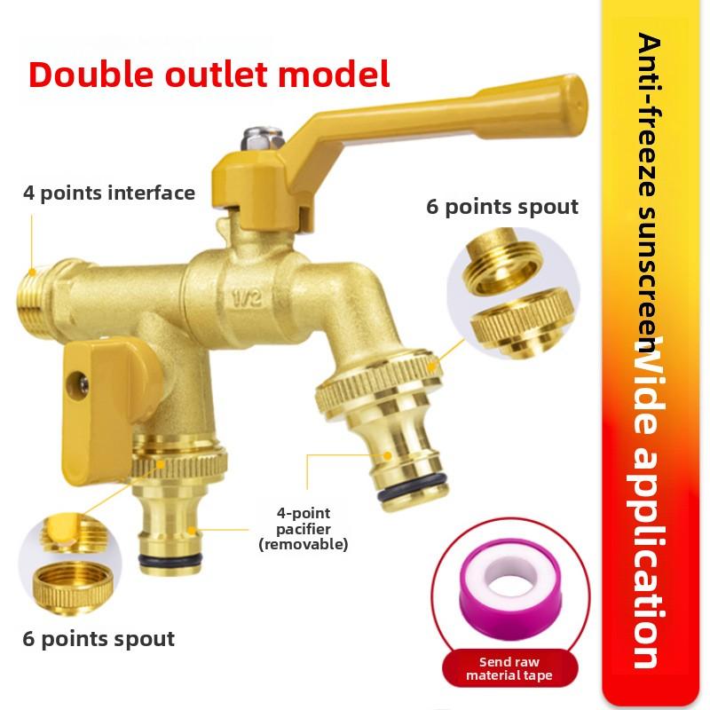 1/2'' Brass Tap Faucet Adapter IBC Water Tank Connector 2-Way 1-Way Garden Hose Joint Irrigation Replacement Fitting Ball Valve