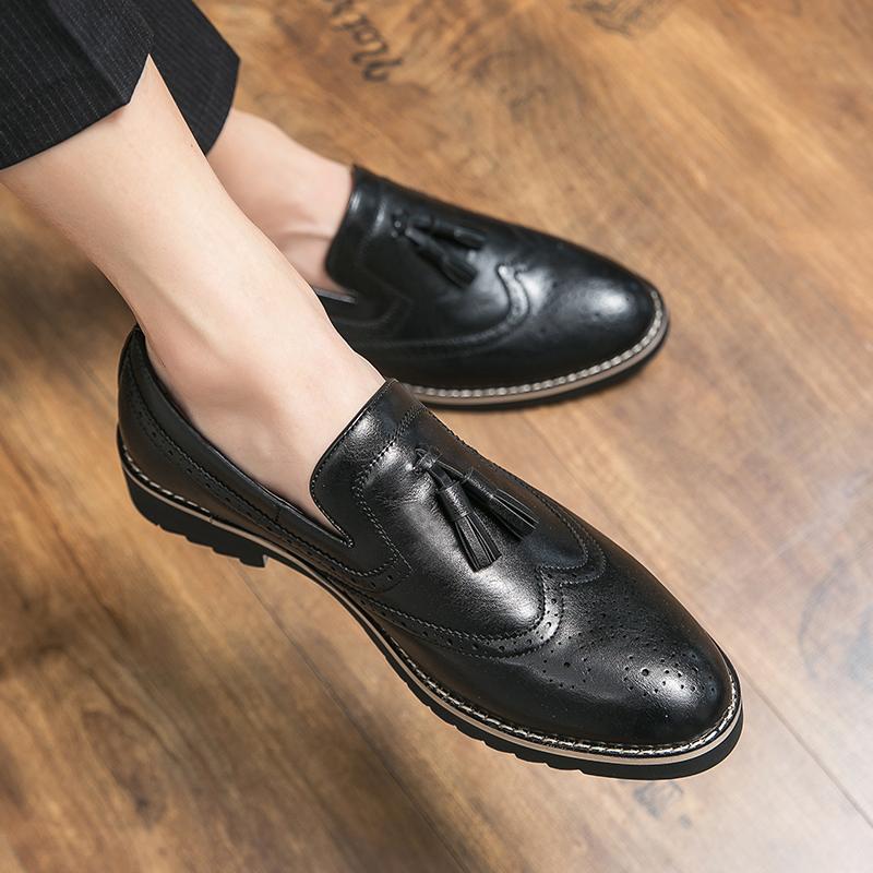 Casual Leather Shoes British Pointed Business Dress Groom Wedding Nightclub Hairstylist Black