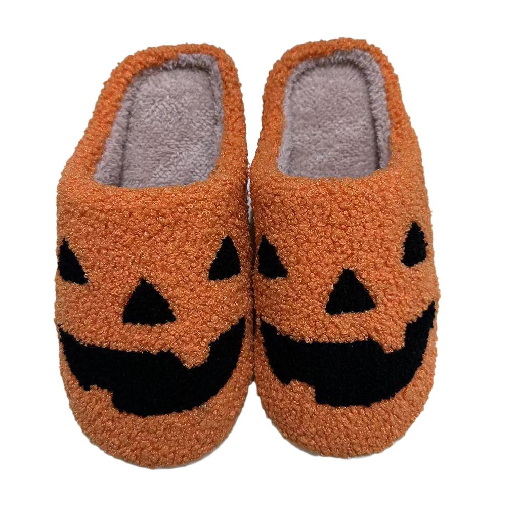 2026 Comfortable Home Pumpkin Warm Winter Cotton Slippers For Couples Thick Sole Soft Sole Women's Slippers with Arch Support
