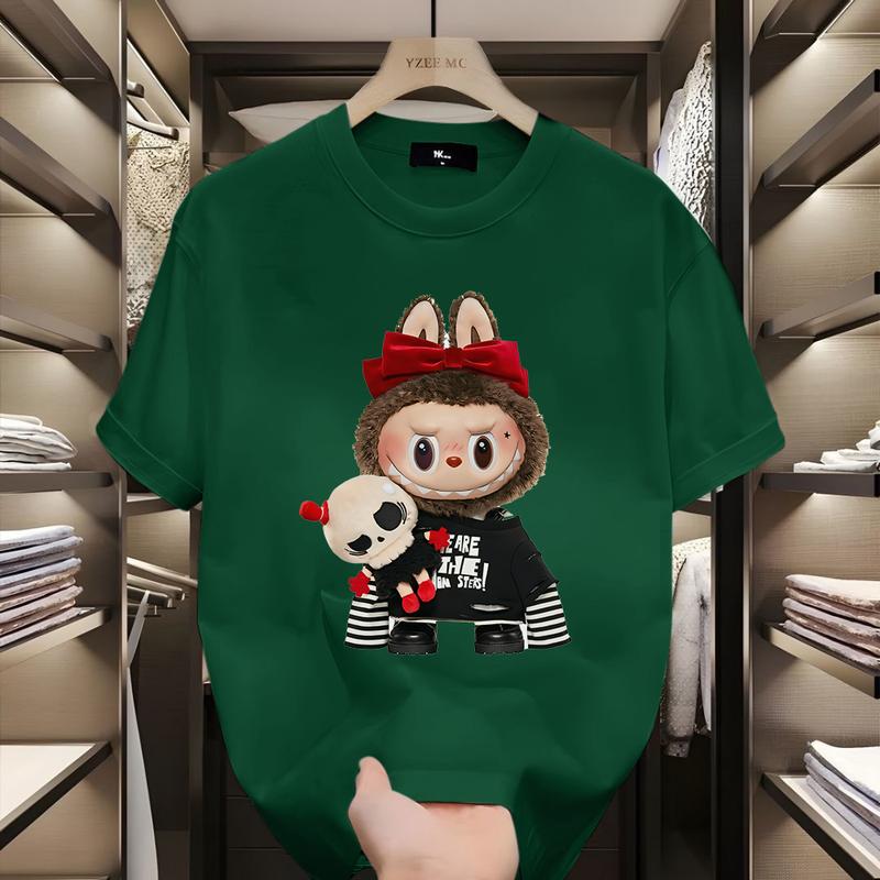 Fun Cartoon Labbubu Loose Short-sleeved T-shirt Round Neck Top Unisex