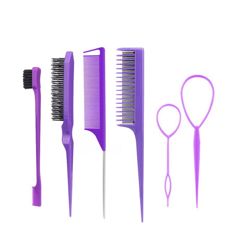 6/10Pcs Hair Styling Comb Set Teasing Hair Brush Triple Teasing Comb Rat Tail Combs Edge Brush Hair Tail Tools Braid Tool Loop