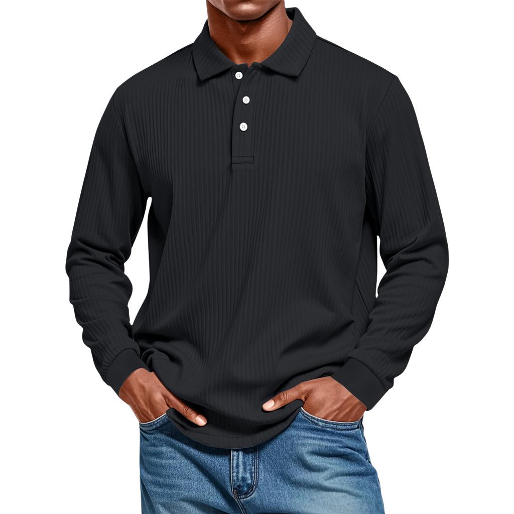 Men's Casual Style Solid Color Loose  Shirt Long-sleeved Top