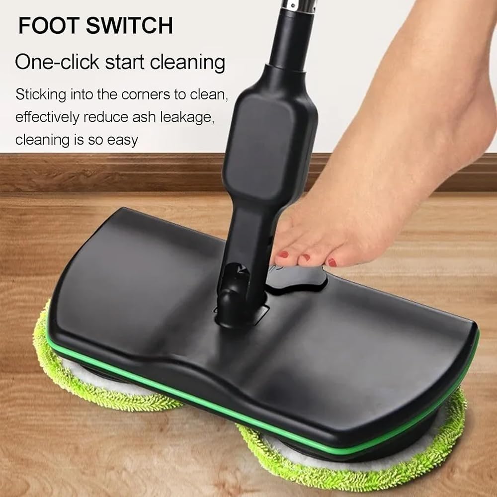 Wireless Electric Floor Cleaning Machine Rotary Floor Polishing All In One Machine Black Electric Rotary Mop + Cleaning Cloth Pair + Waxing Cloth