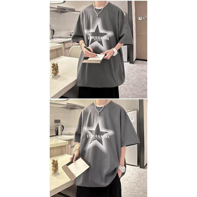 Pánská trička s krátkým rukávem dopisní grafický potisk Móda trička s polovičním rukávem muži oblečení ležérní tričko mužské léto korejské retro topy pro