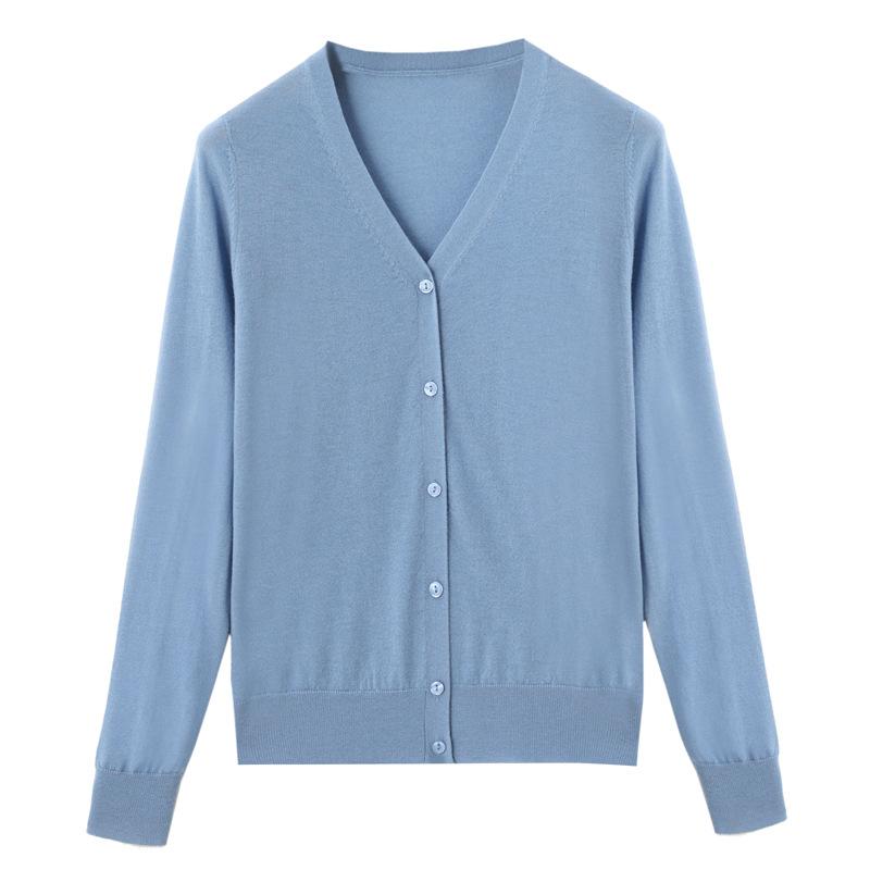 V-neck Long-sleeved Cardigan Women's Spring and Autumn New Korean Version Loose and Versatile Thin Sweater Jacket