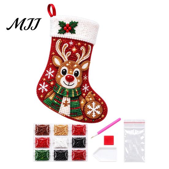 Christmas Ornament Making Set Faux Diamond Painting Stocking Kit, DIY Acrylic Craft Diy Kits for Home Decor Kids Adults, Snowman/Reindeer/Santa