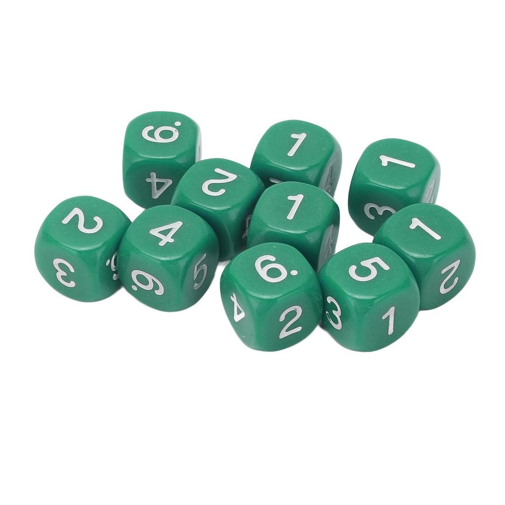 20PCS 6 Sides Number Dice Round Corner Design Plastic Dice Set Board Game Teaching Tools Green
